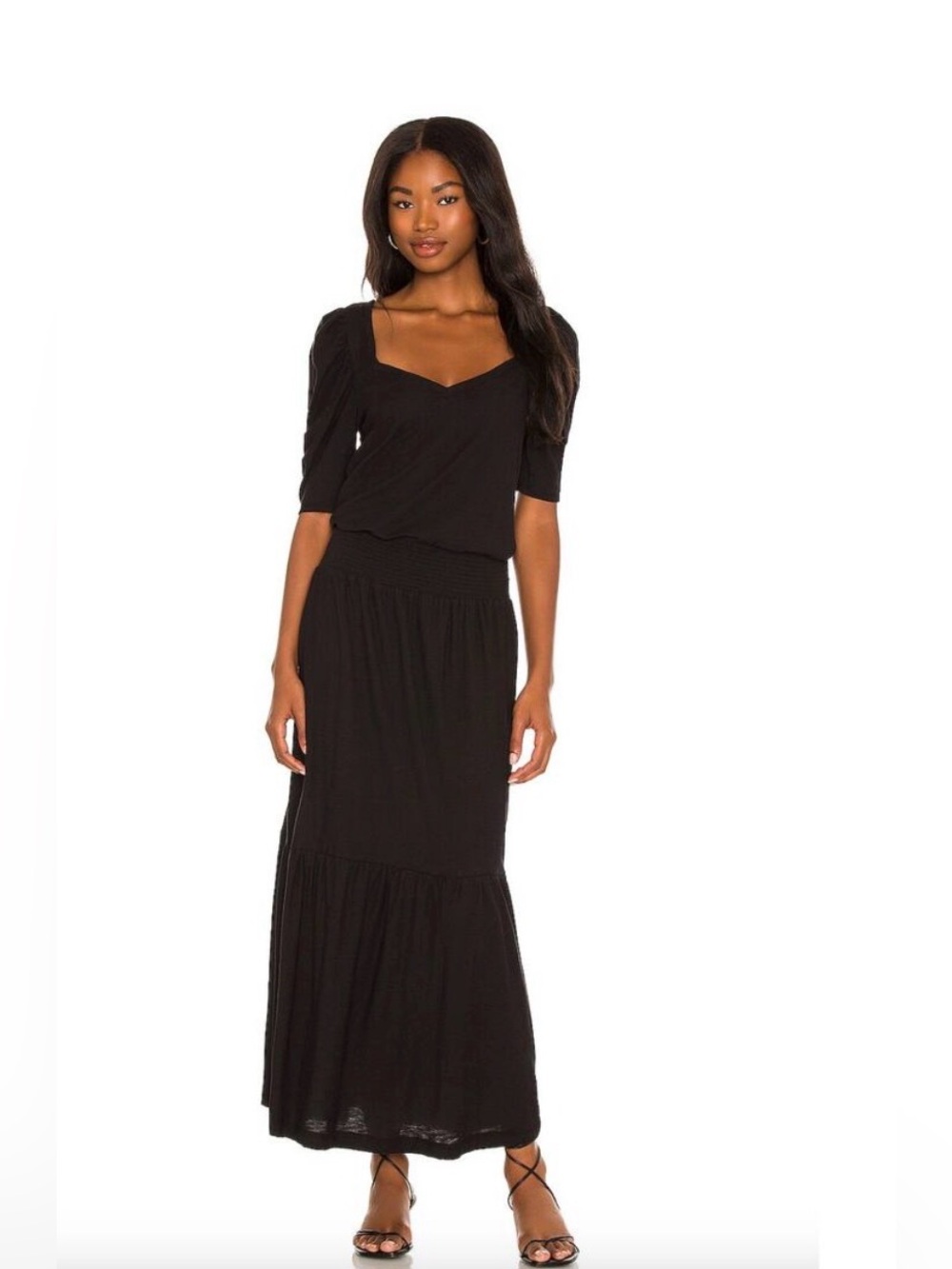 Nation Ltd Black Maxi Dress with Square Neck